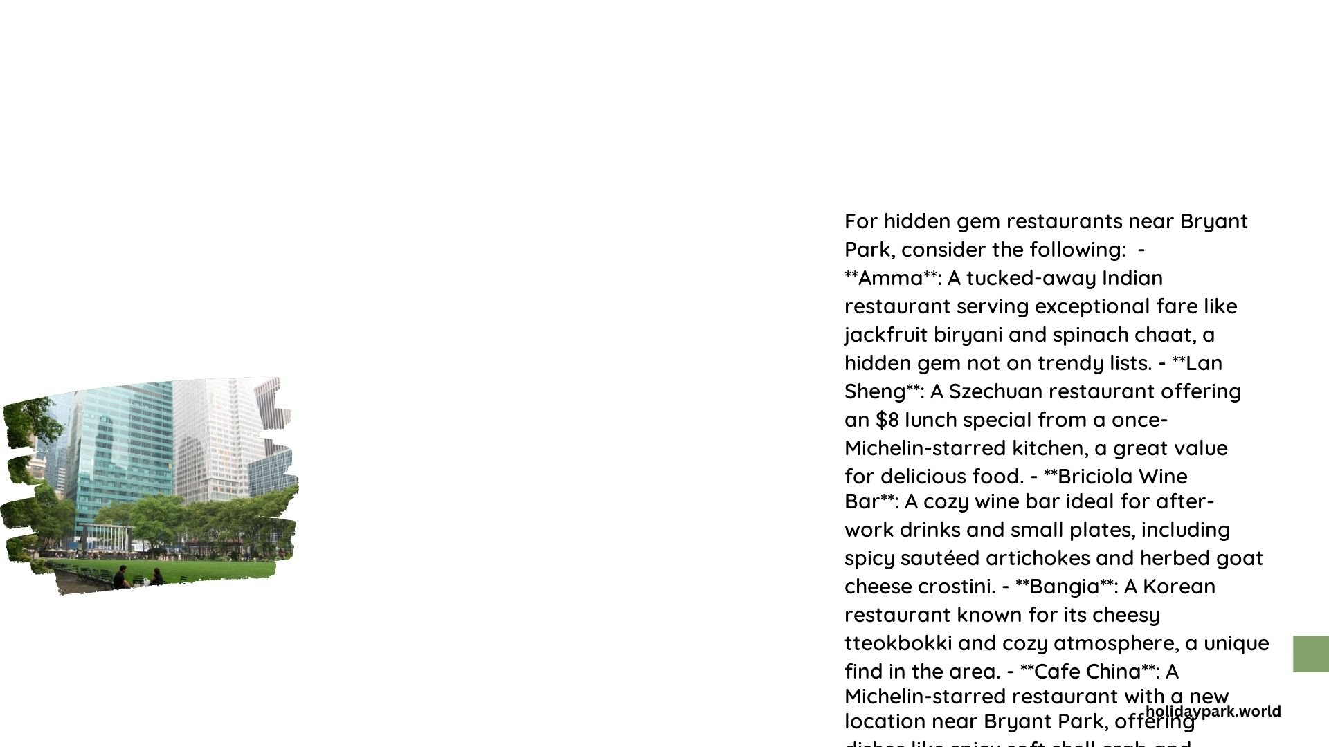 hidden gem restaurants near bryant park