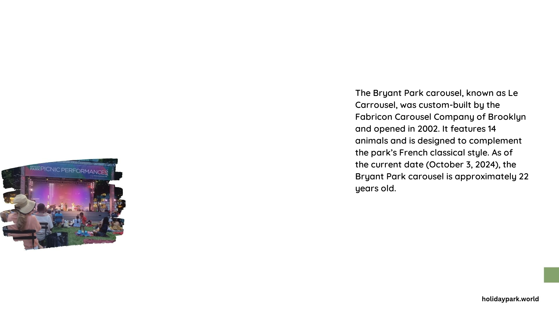 how old is the bryant park carousel