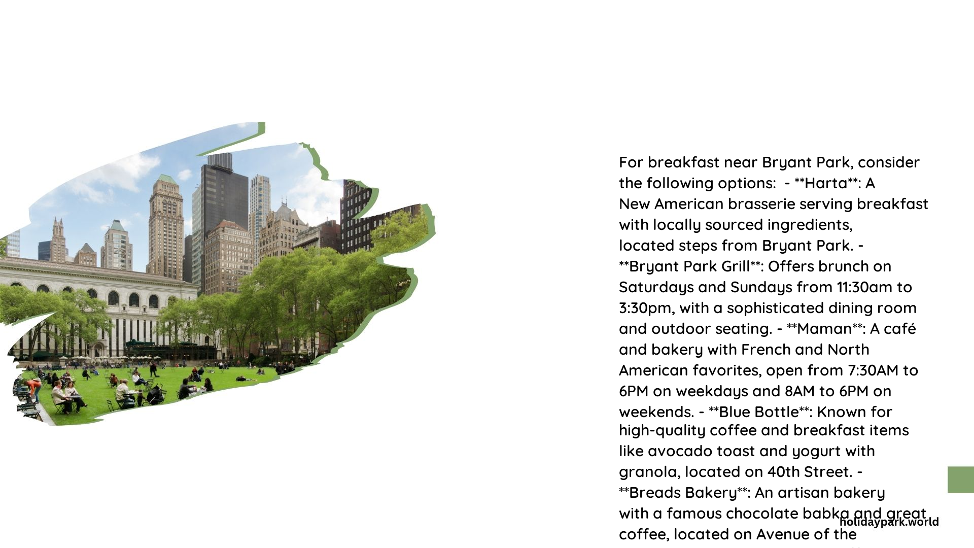restaurants near bryant park for breakfast